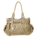 Bolsa em Couro Chenson Crocodilo Verniz Caramelo