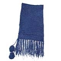 Cachecol de Lã com Pompom Azul  45x180cm.