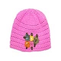 Gorro de Lã Boucle Bordado Rosa