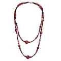 Colar Pedra Murano de Duas Voltas Vermelho, 40 cm.