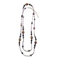 Colar de Pedra Murano e  Missangas Lilás e Roxo, 79 cm.