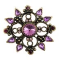 Broche Metal Ouro Velho com Pedra Lilás