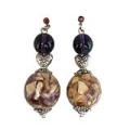 Brinco de Pendurar de Pedra Murano Roxo, 5 centímetros de altura.