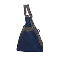 Bolsa em Couro Ecológico Azul Marinho e Cinza