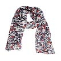 Echarpe Viscose Floral Branco Azul