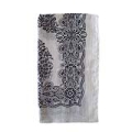 Pashimina em Algodão,fundo branco com Preto, tamanho 50 x 180 cm.